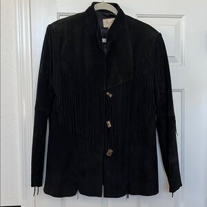 Scully Black Leather Fringe Jacket